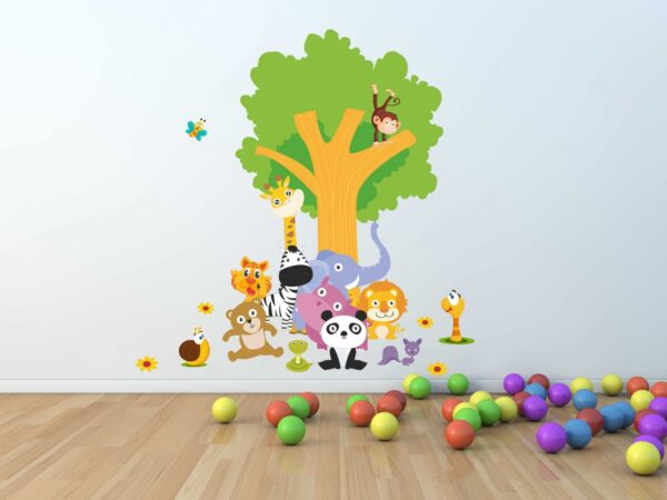 Παιδικό αυτοκόλλητο Unisex/Διάφορα "Δέντρο με ζωάκια"