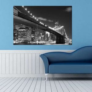 Πίνακας σε καμβά Ορθογώνιος "Νέα Υόρκη γέφυρα ασπρόμαυρη"