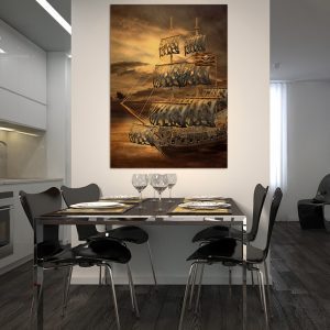 Πίνακας σε καμβά Ορθογώνιος "Vintage ship"