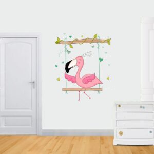 Παιδικό αυτοκόλλητο Κορίτσι "Flamingo στην κούνια"