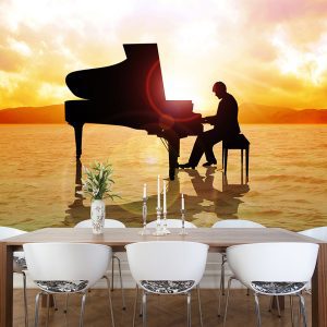 Ταπετσαρία τοίχου Φωτοταπετσαρία "Πιανίστας στη θάλασσα"