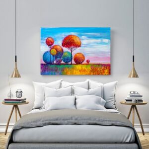 Πίνακας σε καμβά ορθογώνιος "Χρωματιστά δέντρα"