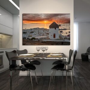 Πίνακας σε καμβά ορθογώνιος "Ηλιοβασίλεμα στις Κυκλάδες"