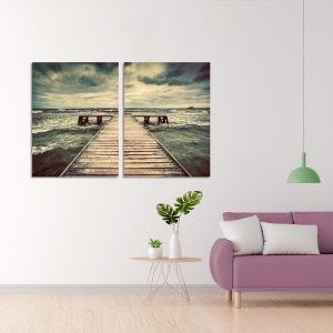 Πίνακας σε καμβά, Ocean Waves On a Jetty