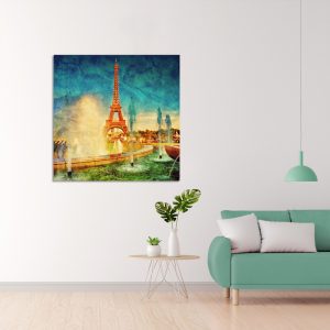 Πίνακας σε καμβά, Design Art Eiffel Tower from Fountain