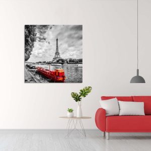 Πίνακας σε καμβά, Red boat in the gray Paris