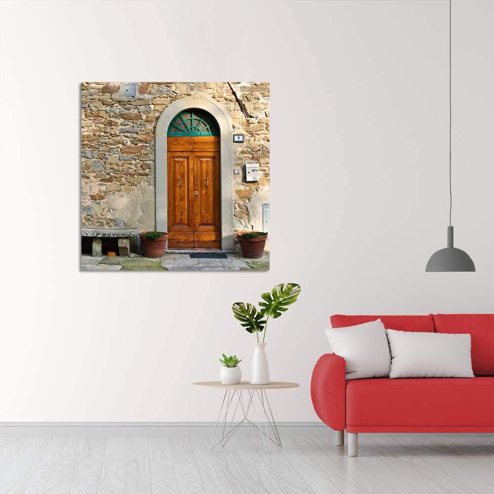 Πίνακας σε καμβά, Photo about the vintage italian front door of an old house in Tuscany